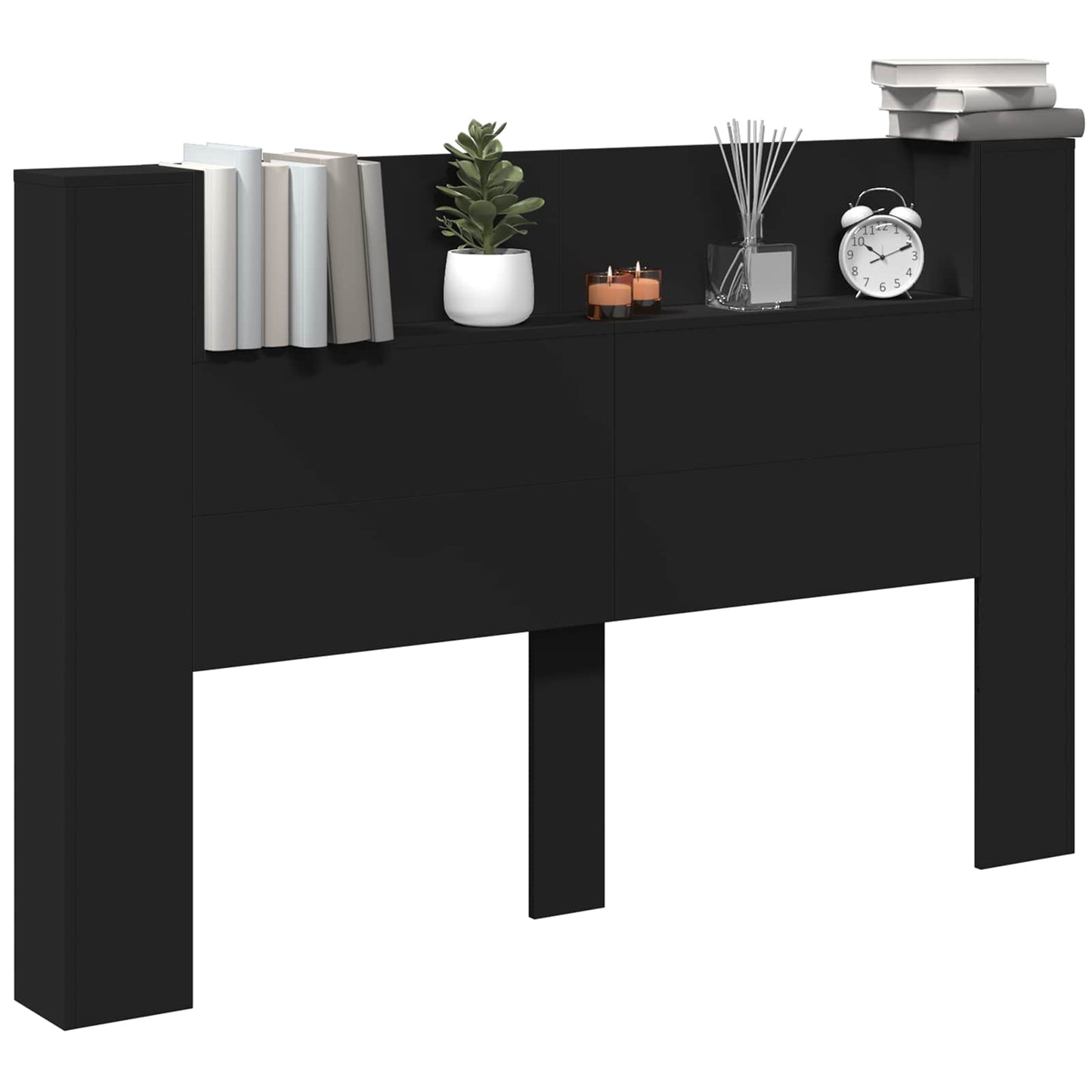 Testiera Nero 160 x 16,5 x 103,5 cm Legno multistrato