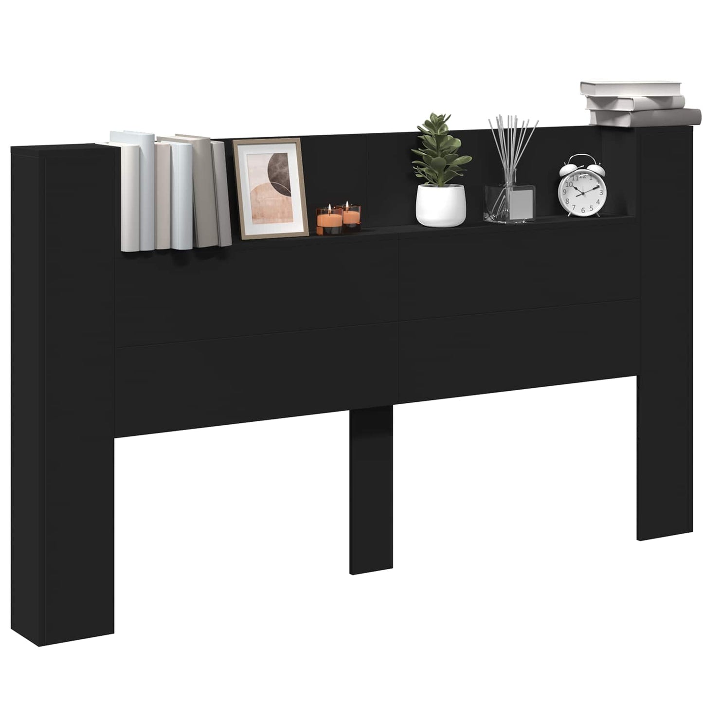 Testiera Nero 180 x 16,5 x 103,5 cm Legno multistrato