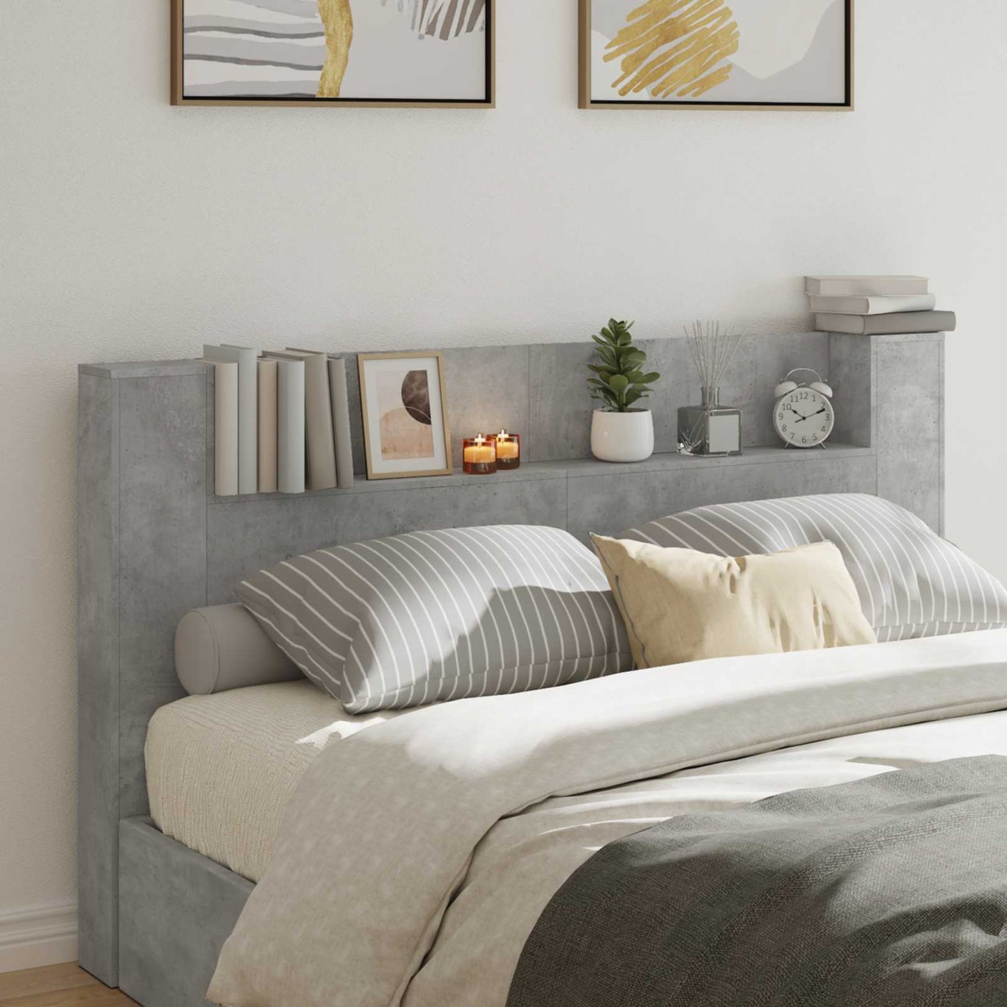 Testiera Grigio cemento 180 x 16,5 x 103,5 cm Legno multistrato