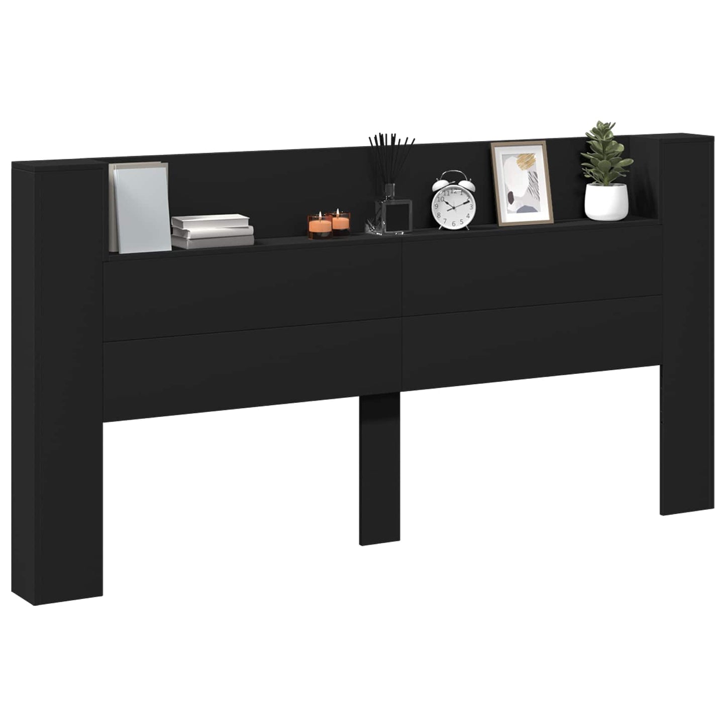 Testiera Nero 200 x 16,5 x 103,5 cm Legno multistrato