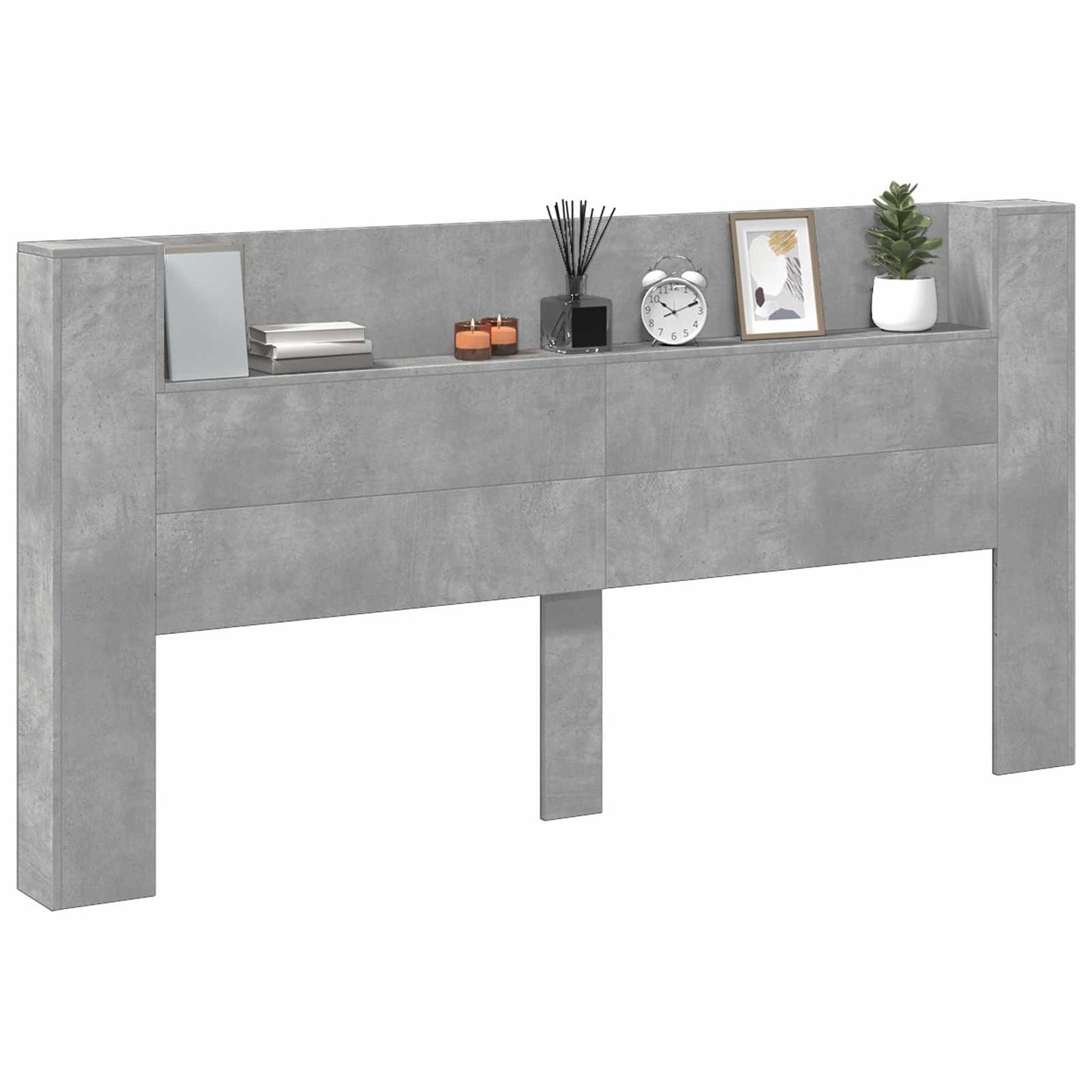 Testiera Grigio cemento 200 x 16,5 x 103,5 cm Legno multistrato