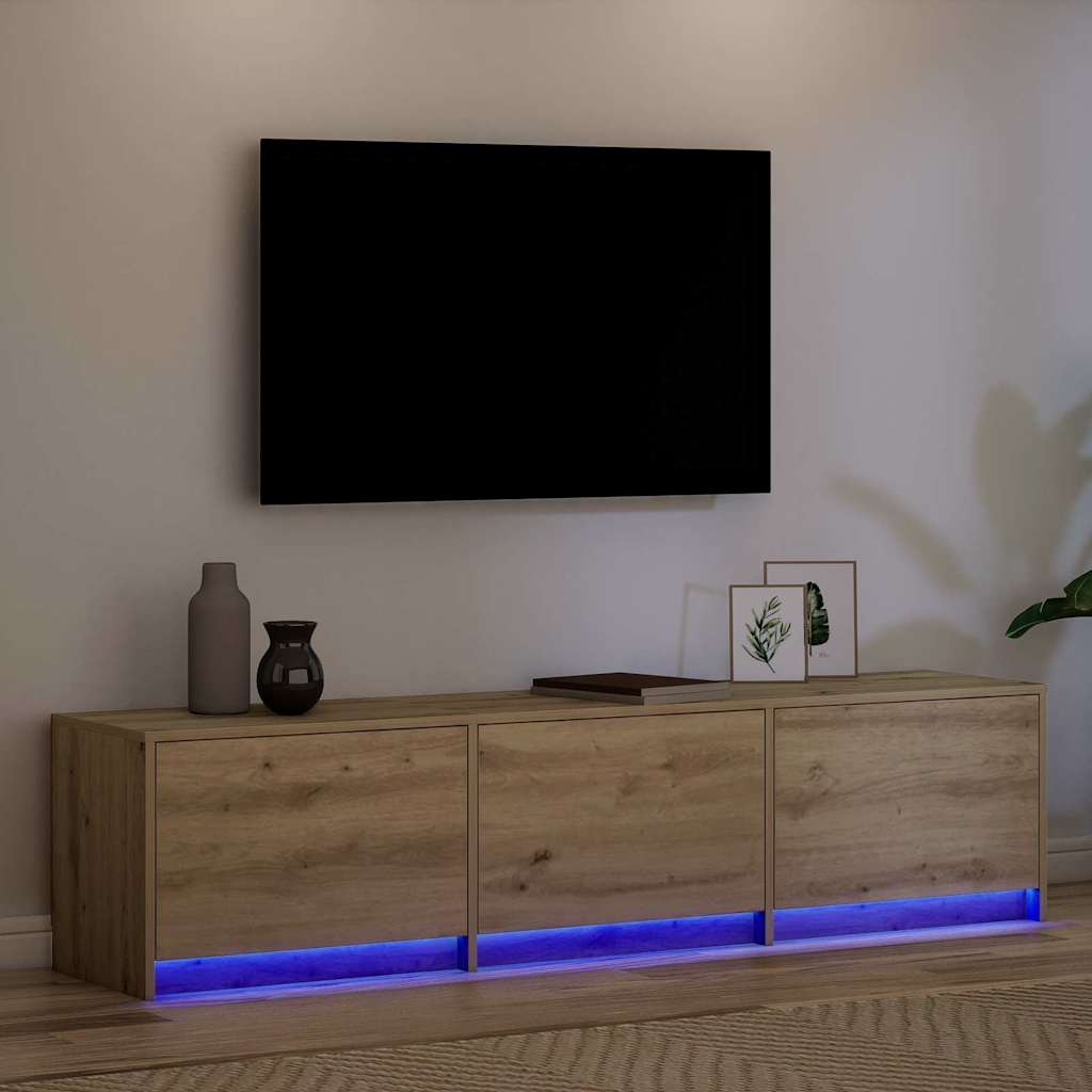 Mobile TV con LED Rovere Artigianale 165 x 34 x 40 cm