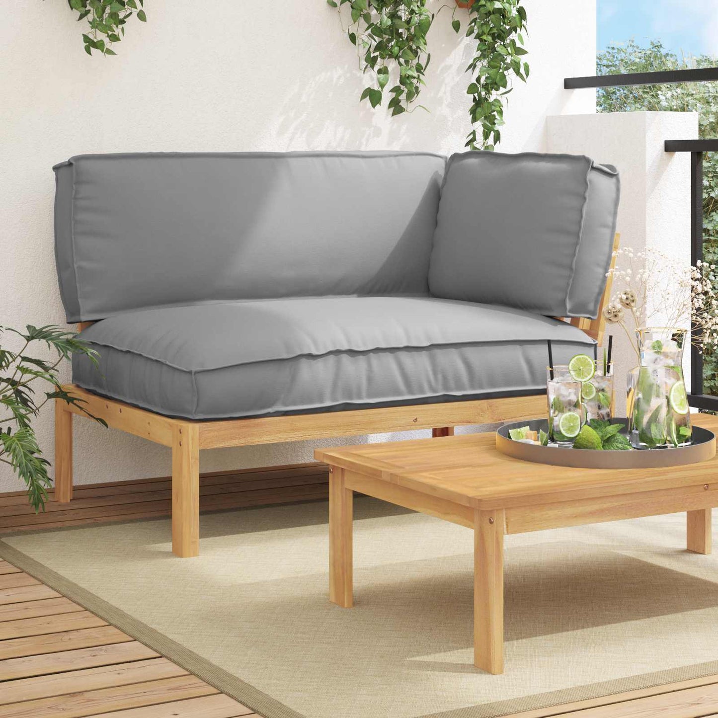 Set di divani Grigio 133 x 92 x 69 cm Legno di Acacia Massello