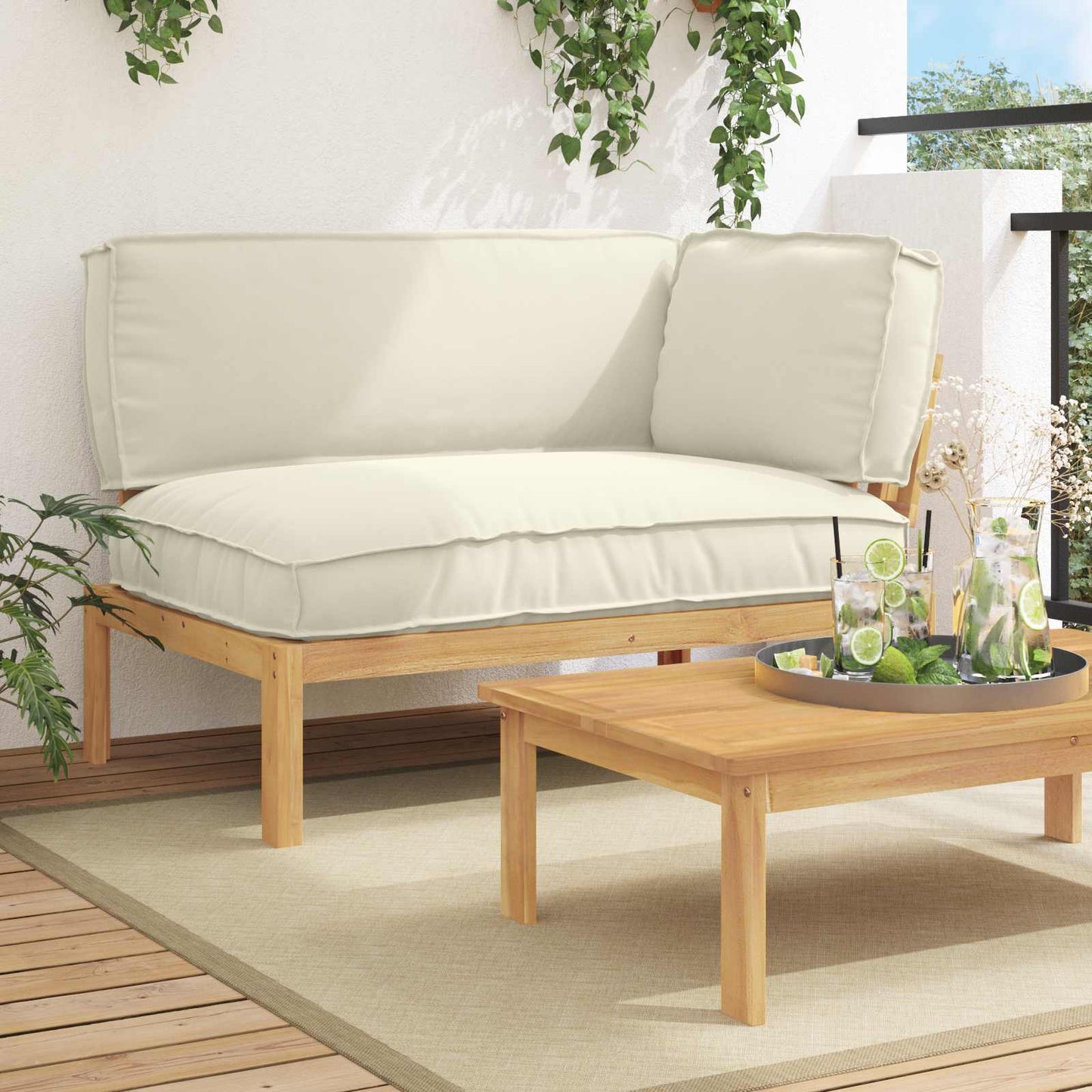 Set di divani Crema 133 x 92 x 69 cm Legno di Acacia Massello