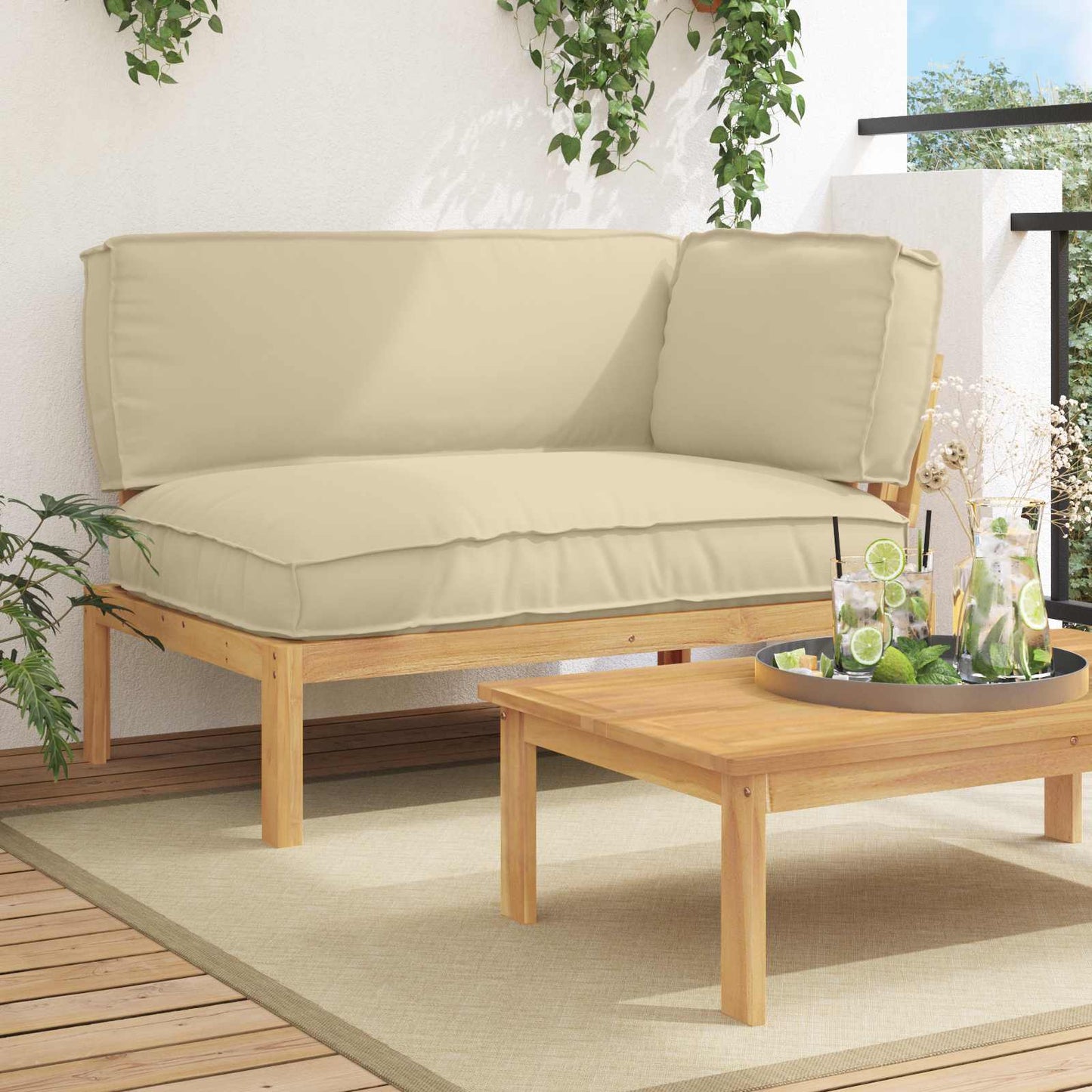 Set di divani Beige 133 x 92 x 69 cm Legno di Acacia Massello