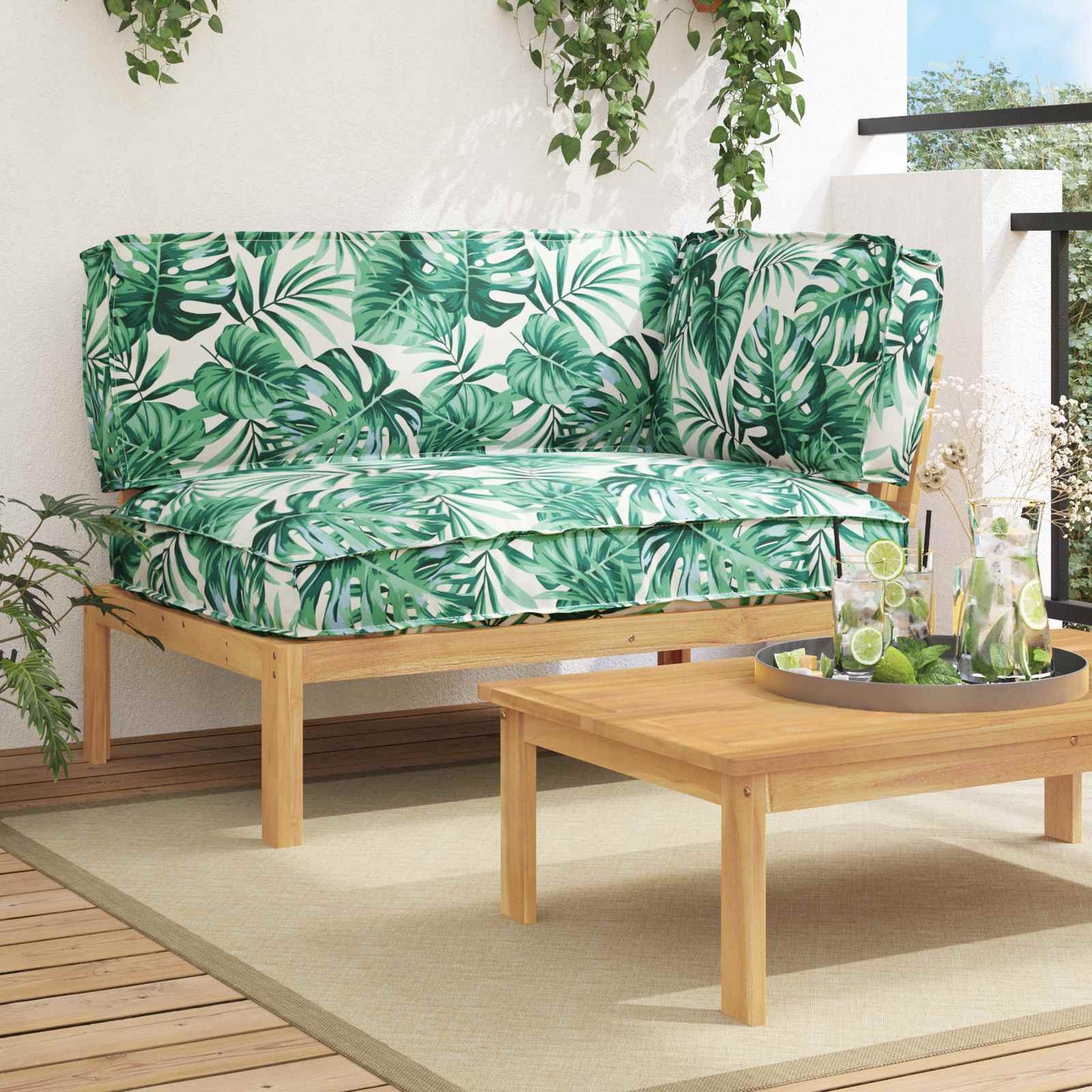 Set di divani con cuscino Foglia Motivo Foglia 133 x 92 x 69 cm