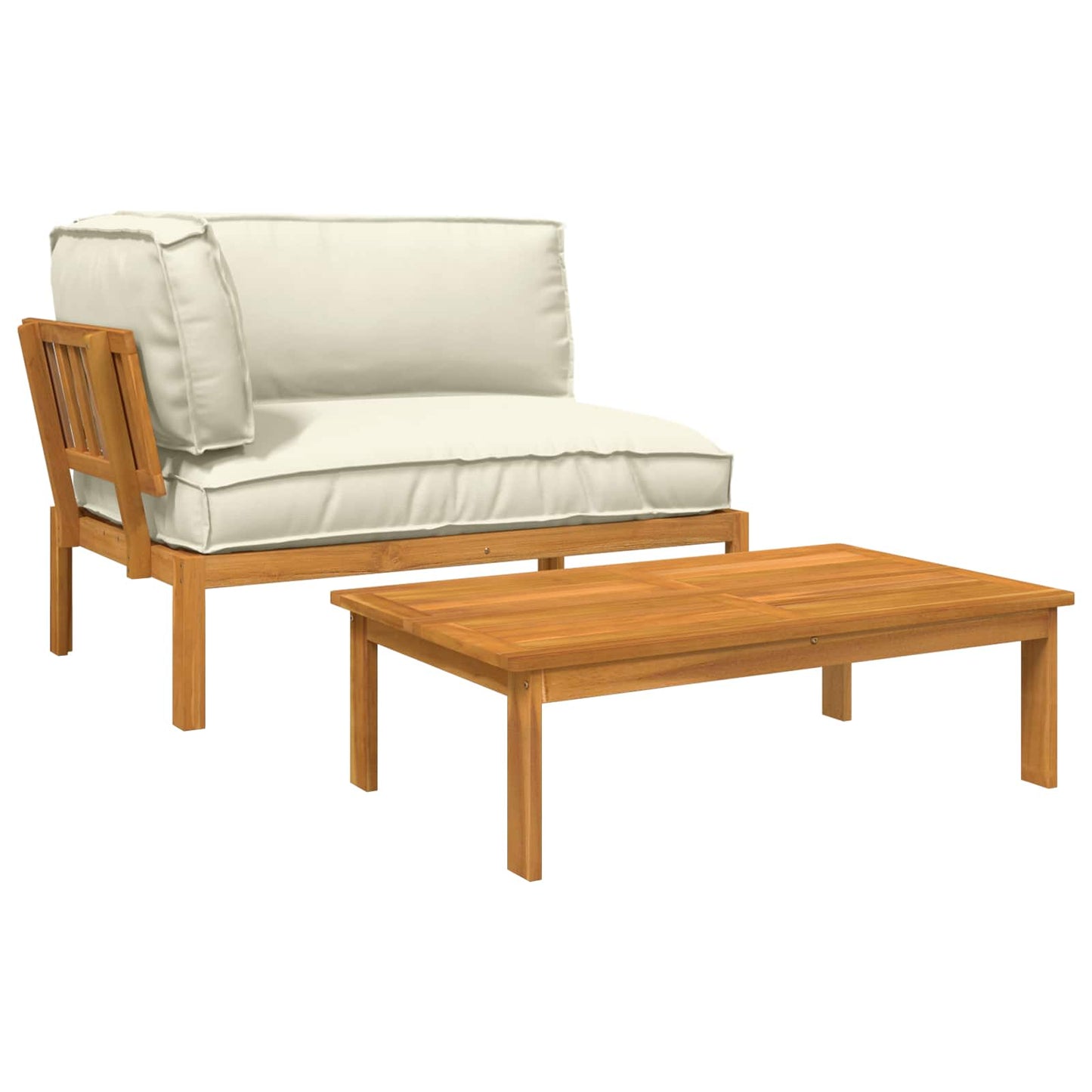 Set di divani con cuscino 2 pcs Crema Legno di Acacia Massello