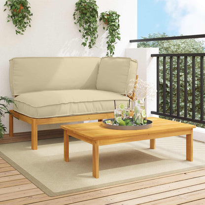 Set di divani con cuscino 2 pcs Beige Legno di Acacia Massello