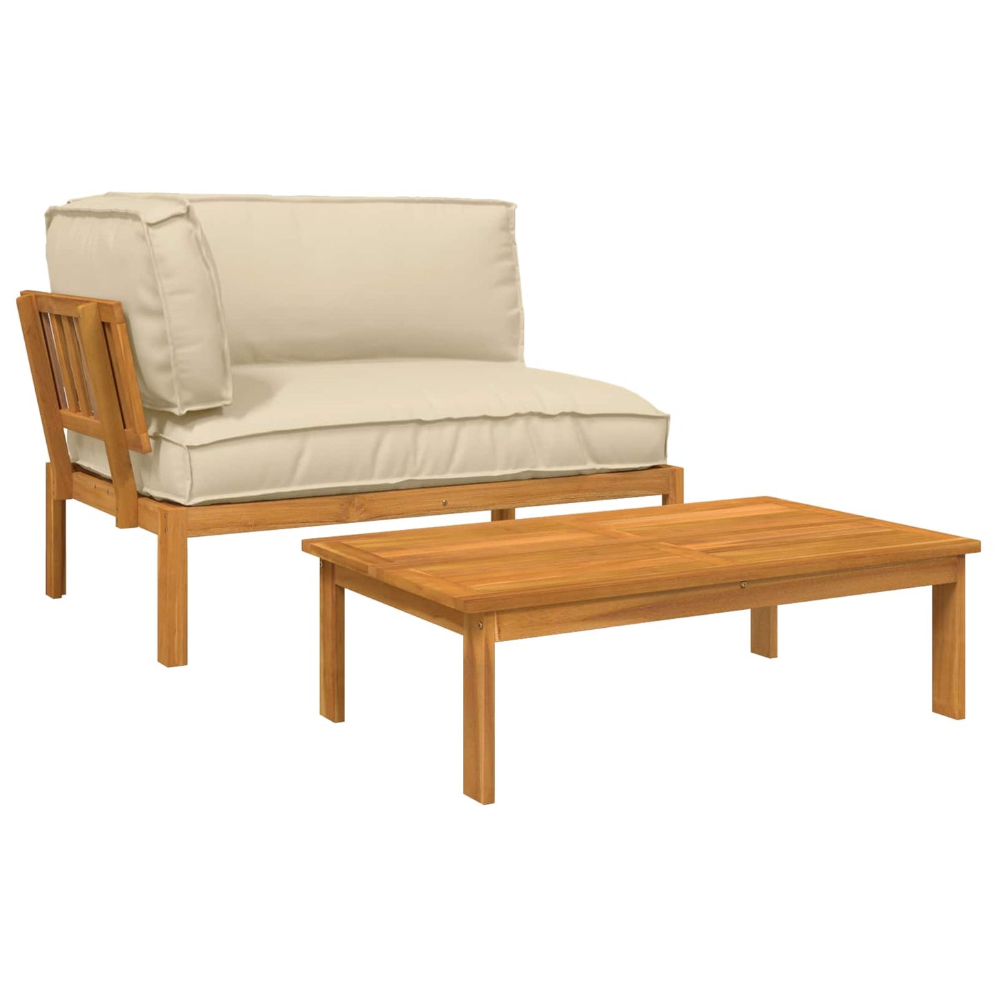 Set di divani con cuscino 2 pcs Beige Legno di Acacia Massello