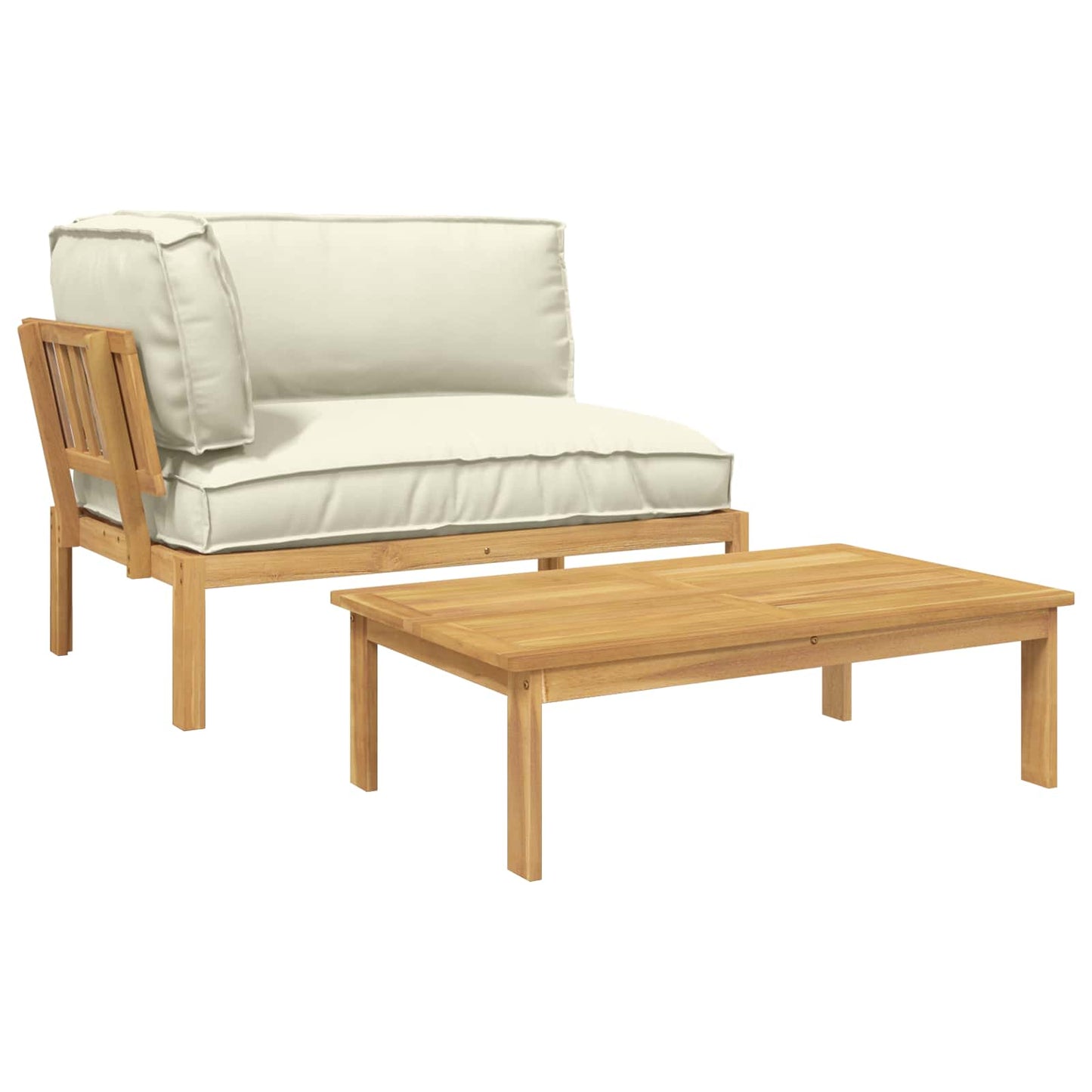 Set di divani con cuscino 2 pcs Crema Legno di Acacia Massello