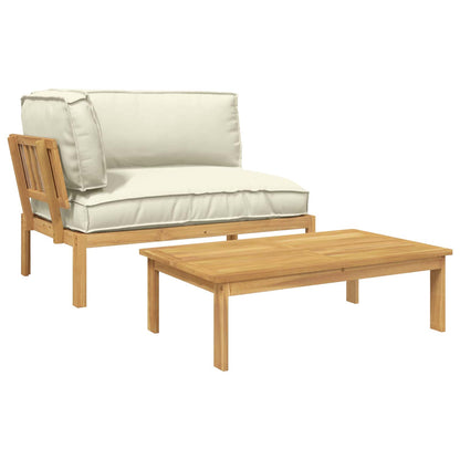 Set di divani con cuscino 2 pcs Crema Legno di Acacia Massello