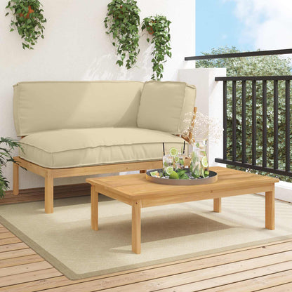 Set di divani con cuscino 2 pcs Beige Legno di Acacia Massello