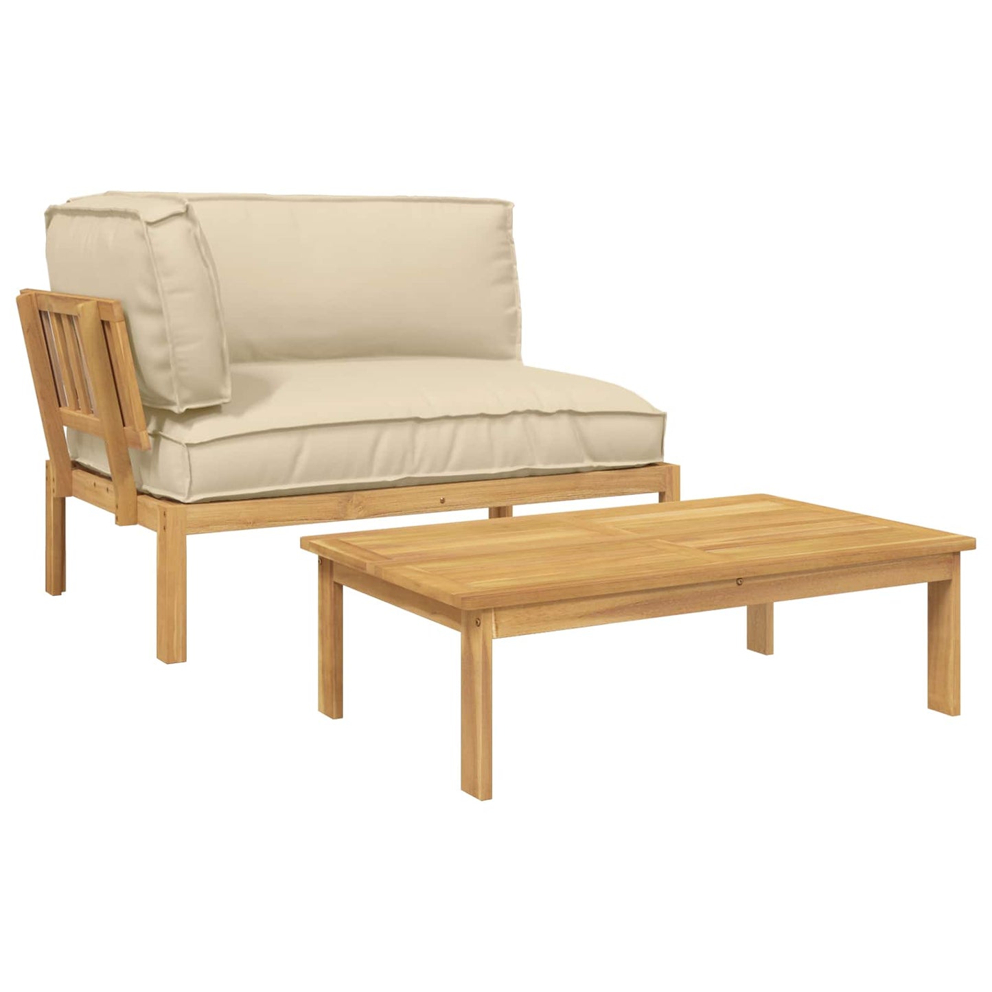 Set di divani con cuscino 2 pcs Beige Legno di Acacia Massello