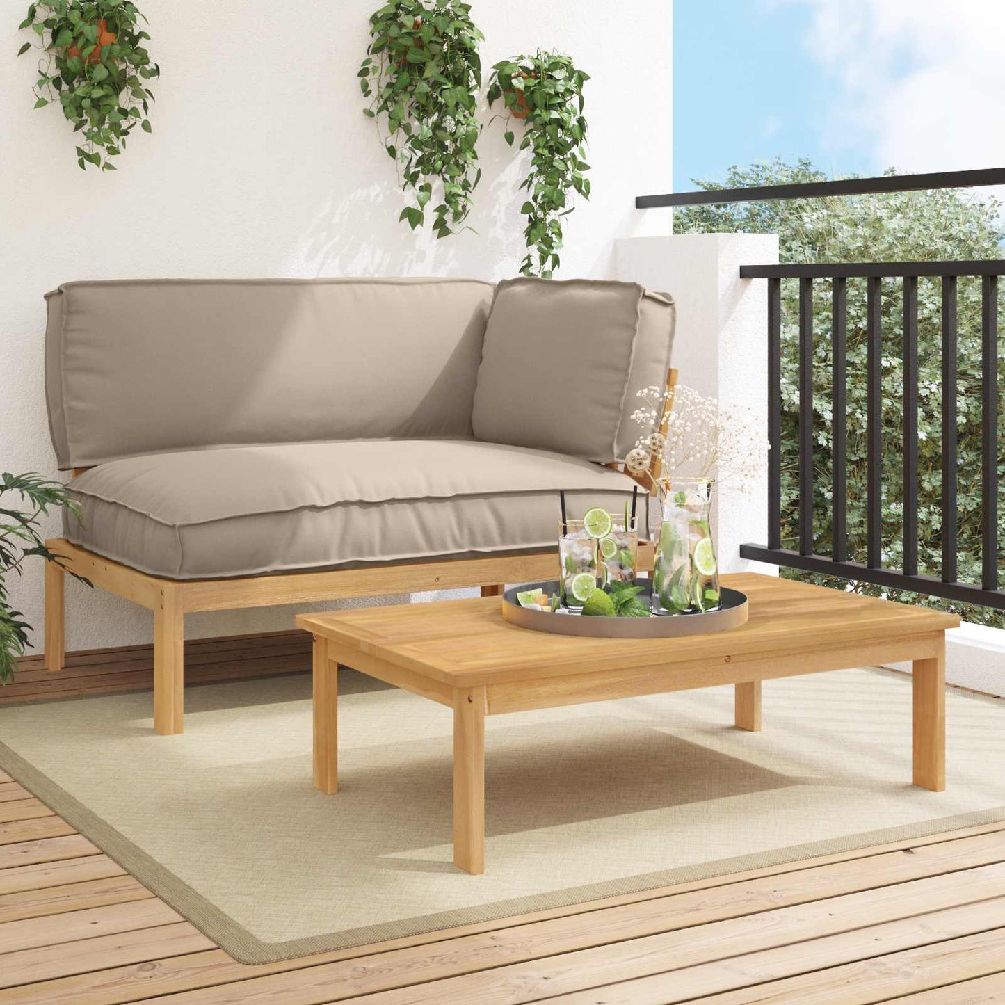 Set di divani con cuscino 2 pcs Talpa Legno di Acacia Massello