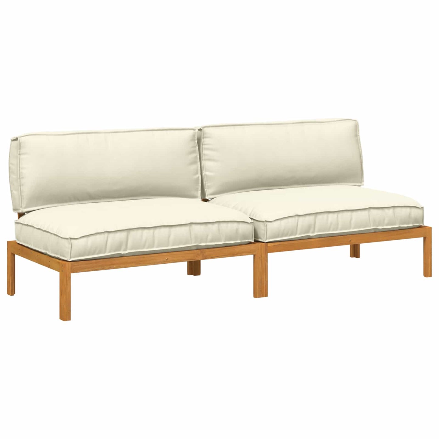 Set di divani con cuscino 2 pcs Crema Legno di Acacia Massello