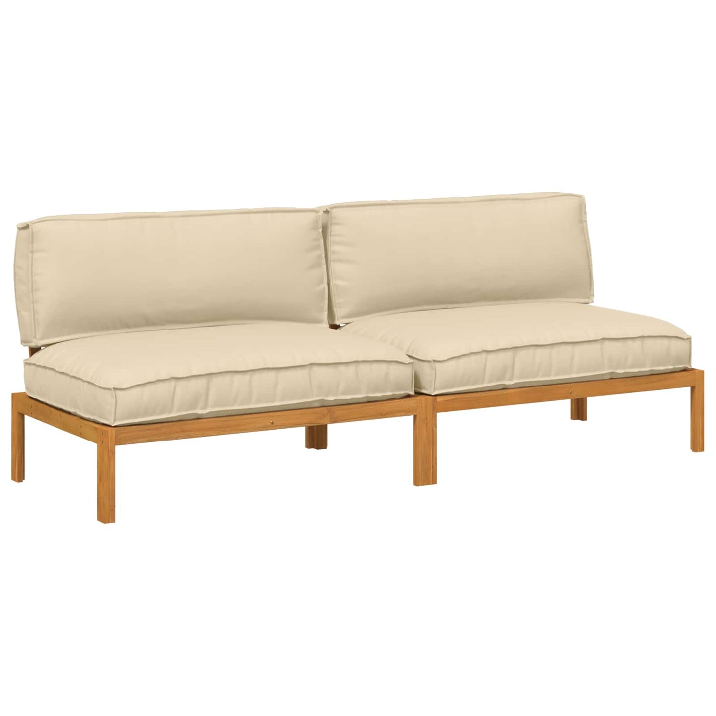 Set di divani con cuscino 2 pcs Beige Legno di Acacia Massello