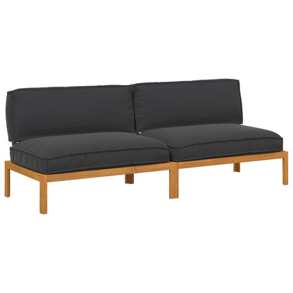 Set di divani con cuscino 2 pcs Nero Legno di Acacia Massello