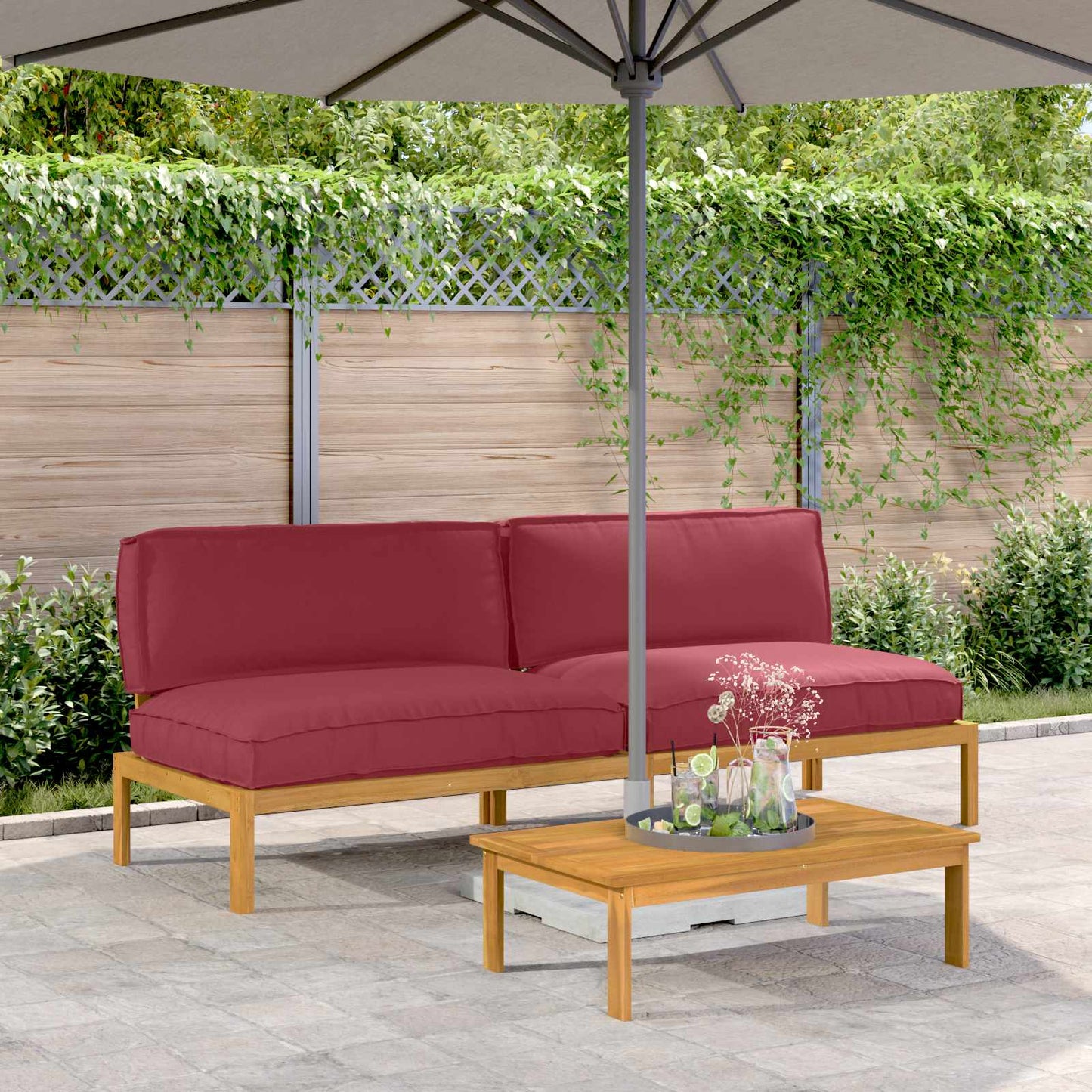 Set di divani con cuscino Rosso Vino 240 x 92 x 69 cm