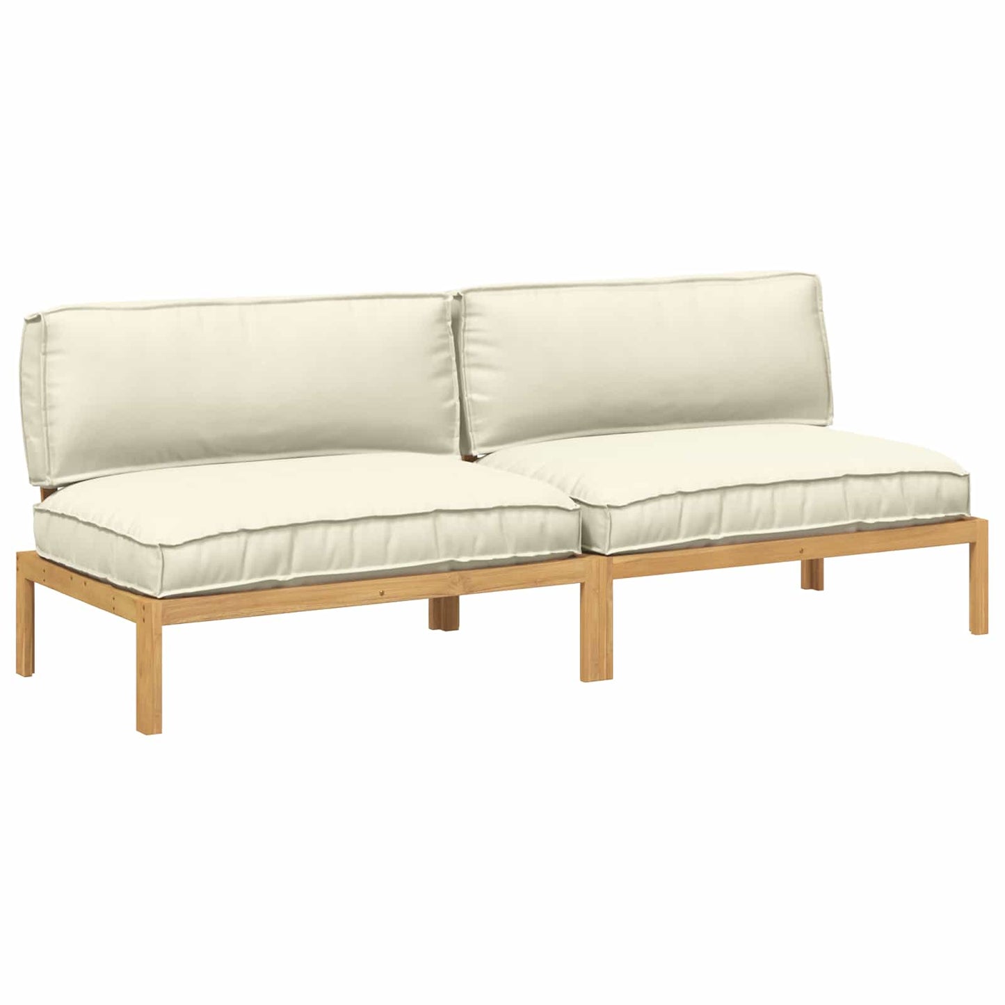 Set di divani con cuscino 2 pcs Crema Legno di Acacia Massello