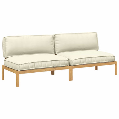 Set di divani con cuscino 2 pcs Crema Legno di Acacia Massello