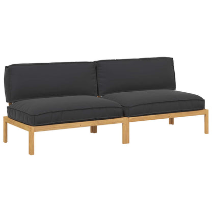 Set di divani con cuscino 2 pcs Nero Legno di Acacia Massello