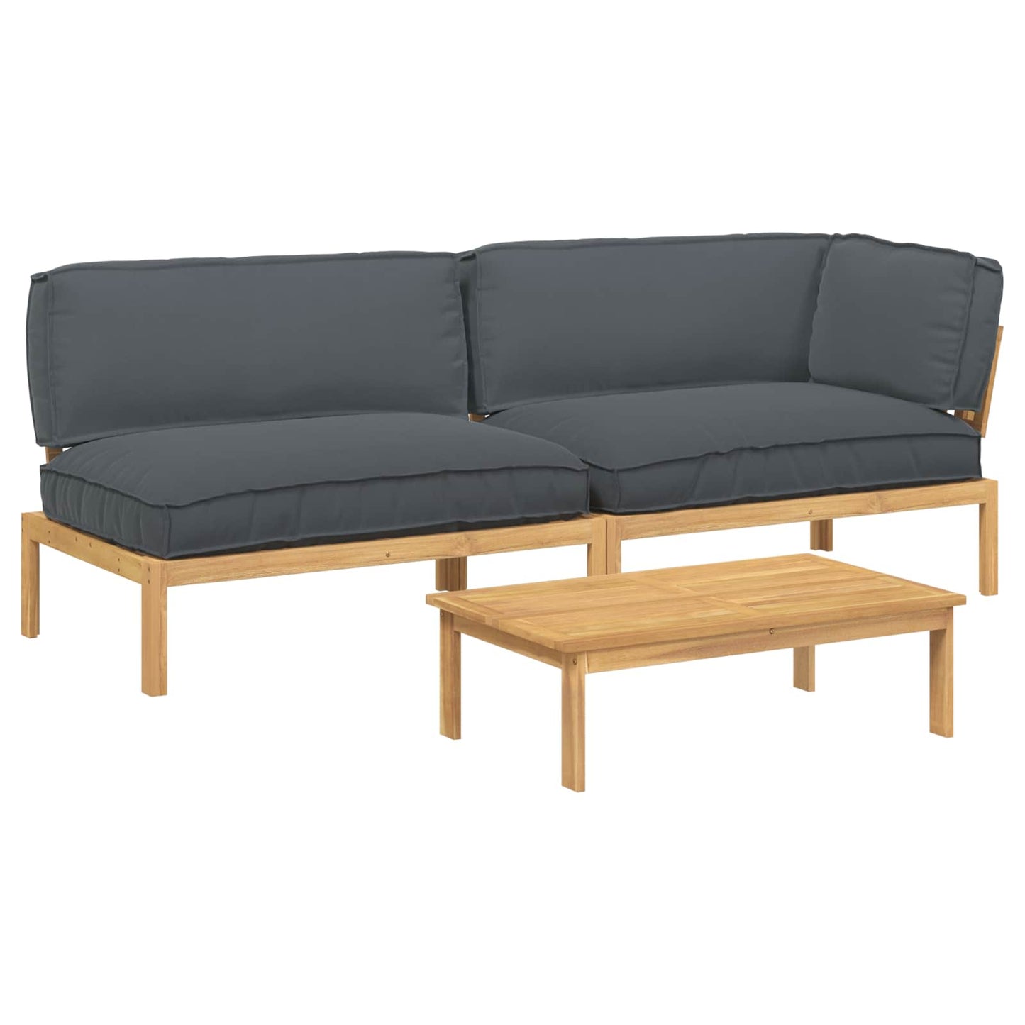 Set di divani 3 pcs Antracite Legno di Acacia Massello