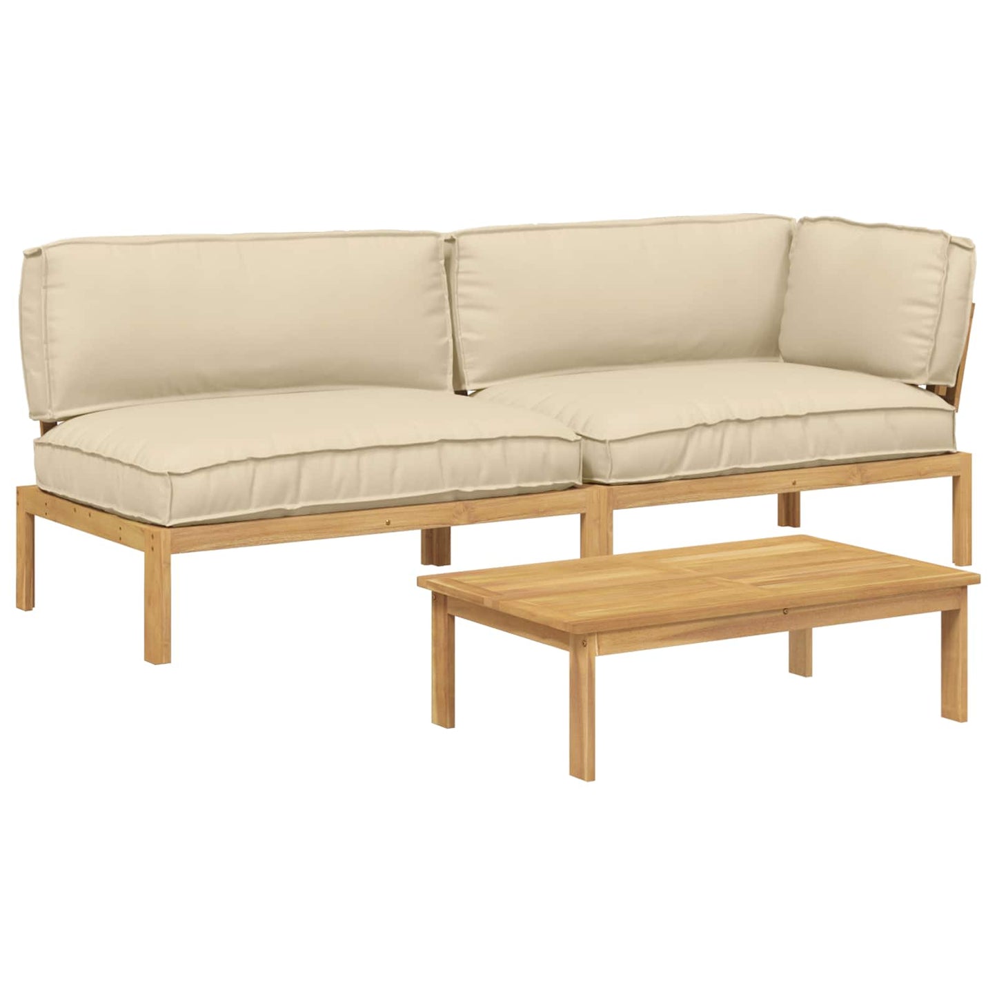 Set di divani con cuscino 3 pcs Beige Legno di Acacia Massello