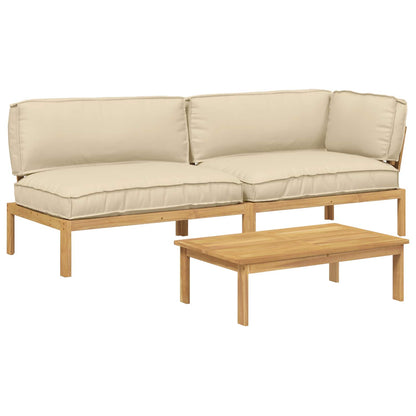 Set di divani con cuscino 3 pcs Beige Legno di Acacia Massello