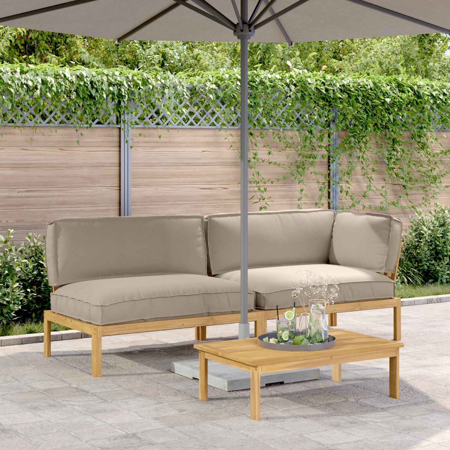 Set di divani con cuscino 3 pcs Talpa Legno di Acacia Massello