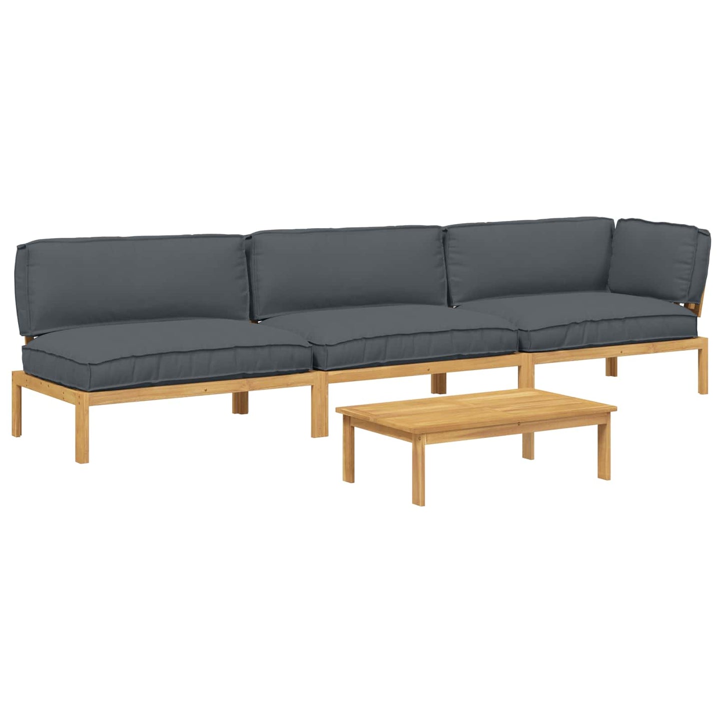 Set di divani 4 pcs Antracite Legno di Acacia Massello