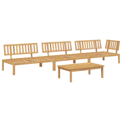 Set di divani con cuscino 4 pcs Beige Legno di Acacia Massello