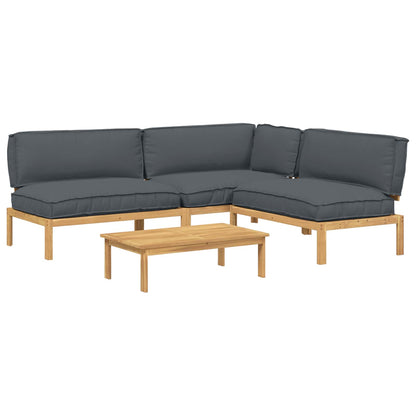 Set di divani 4 pcs Antracite Legno di Acacia Massello