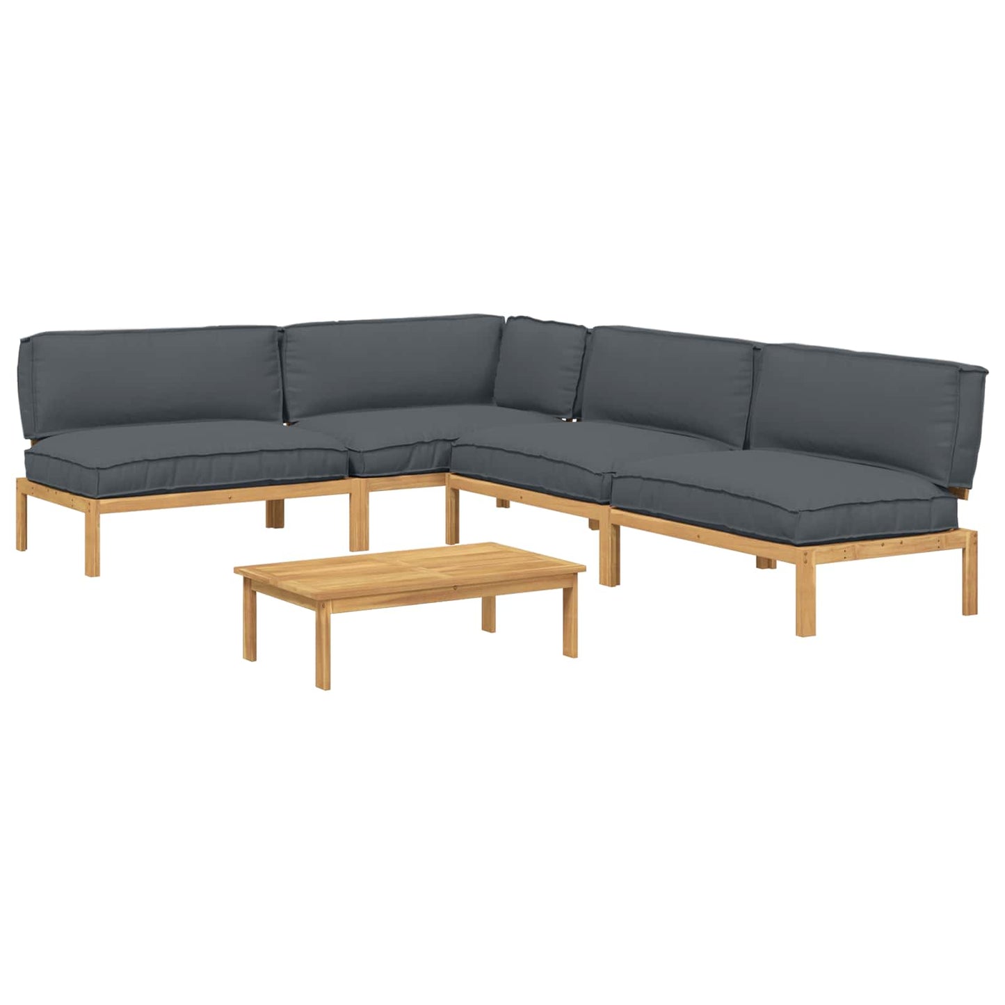 Set di divani 5 pcs Antracite Legno di Acacia Massello