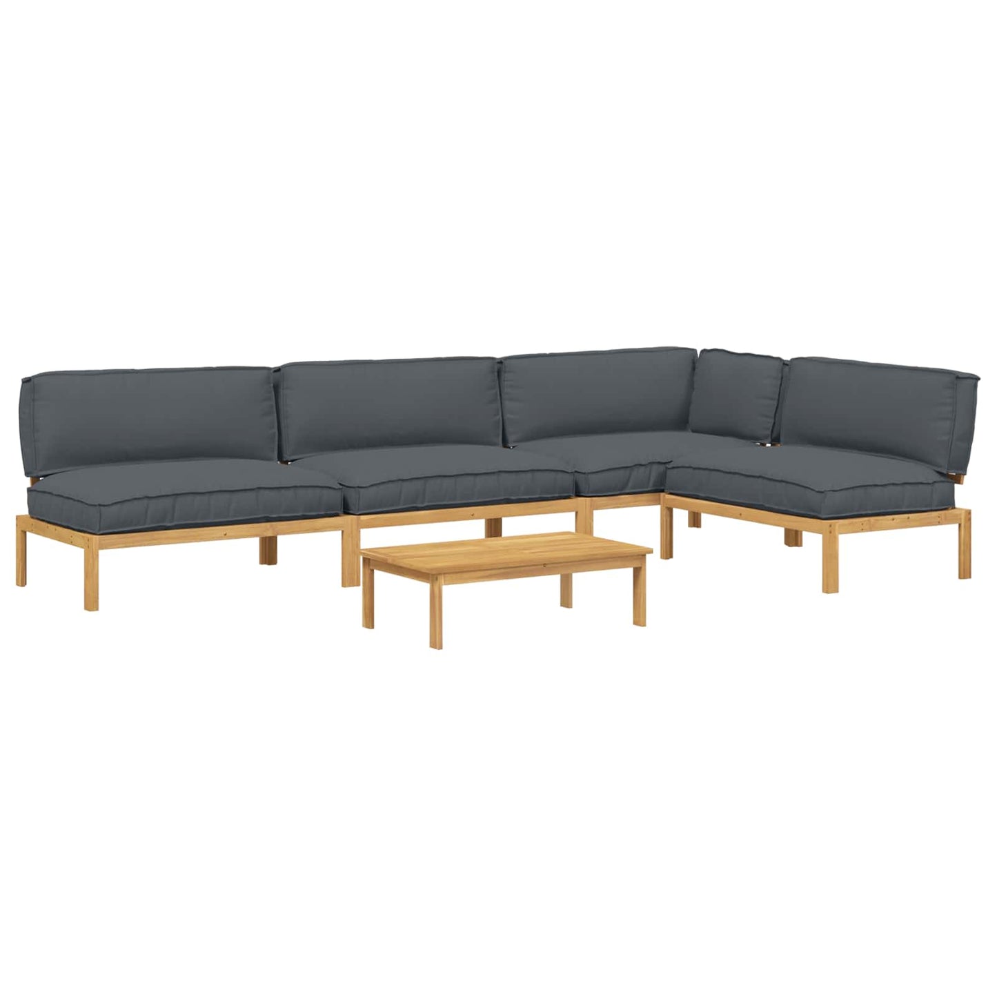 Set di divani 5 pcs Antracite Legno di Acacia Massello