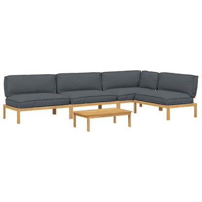 Set di divani 5 pcs Antracite Legno di Acacia Massello