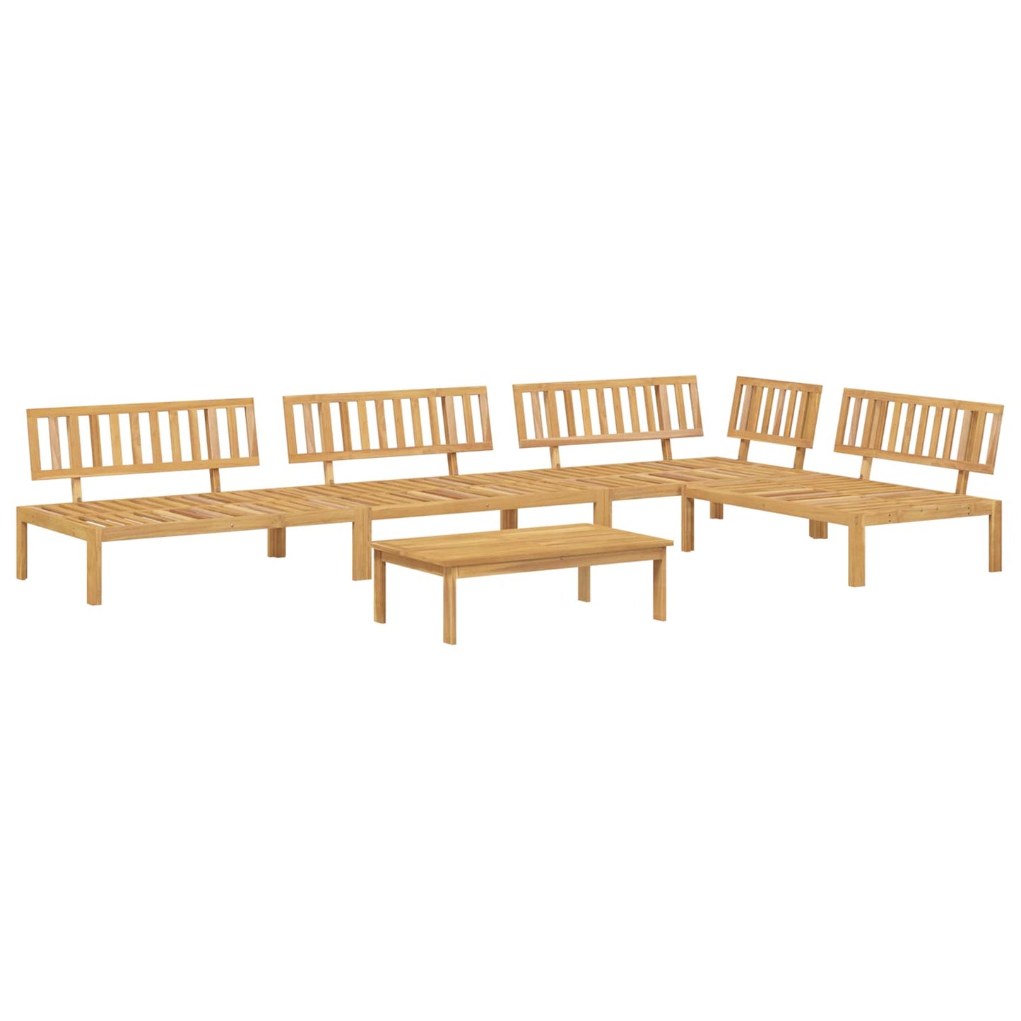 Set di divani 5 pcs Antracite Legno di Acacia Massello