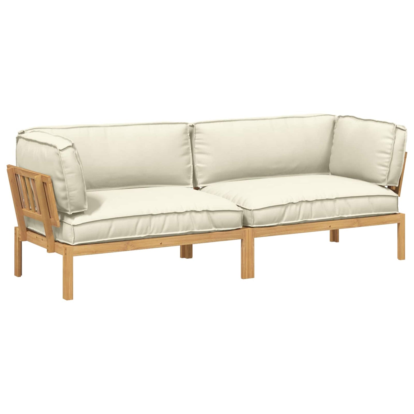 Set di divani con cuscino 2 pcs Crema Legno di Acacia Massello