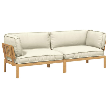 Set di divani con cuscino 2 pcs Crema Legno di Acacia Massello