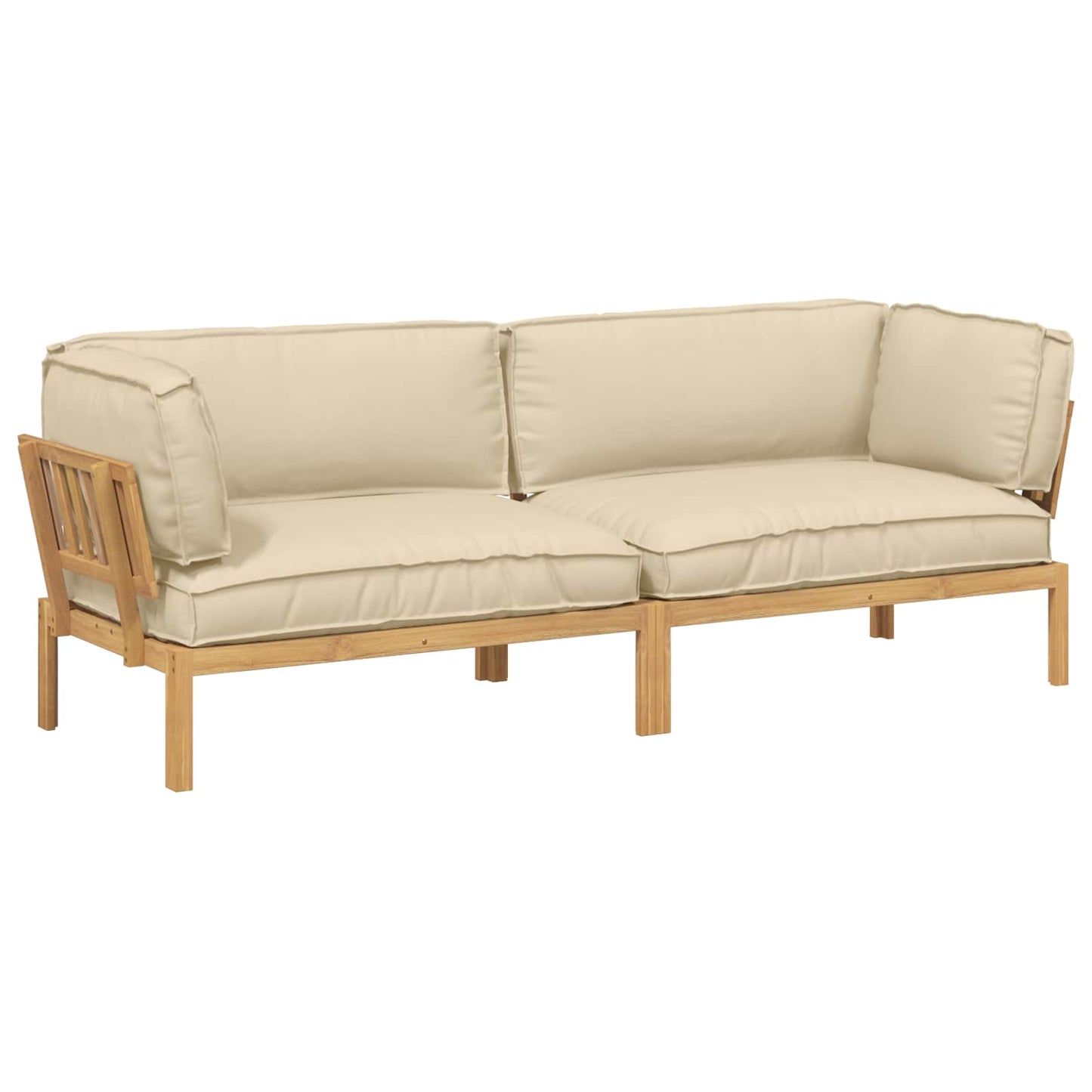 Set di divani con cuscino 2 pcs Beige Legno di Acacia Massello