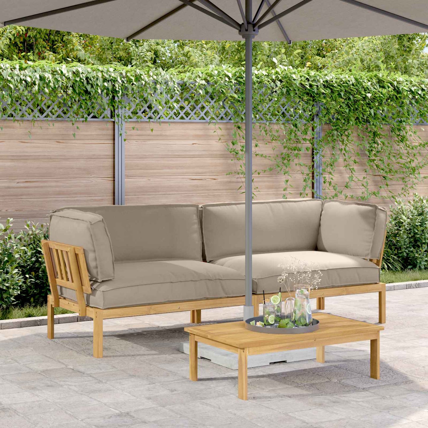 Set di divani con cuscino 2 pcs Talpa Legno di Acacia Massello