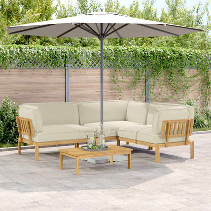 Set di divani con cuscino 4 pcs Crema Legno di Acacia Massello