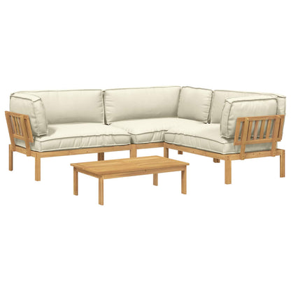 Set di divani con cuscino 4 pcs Crema Legno di Acacia Massello