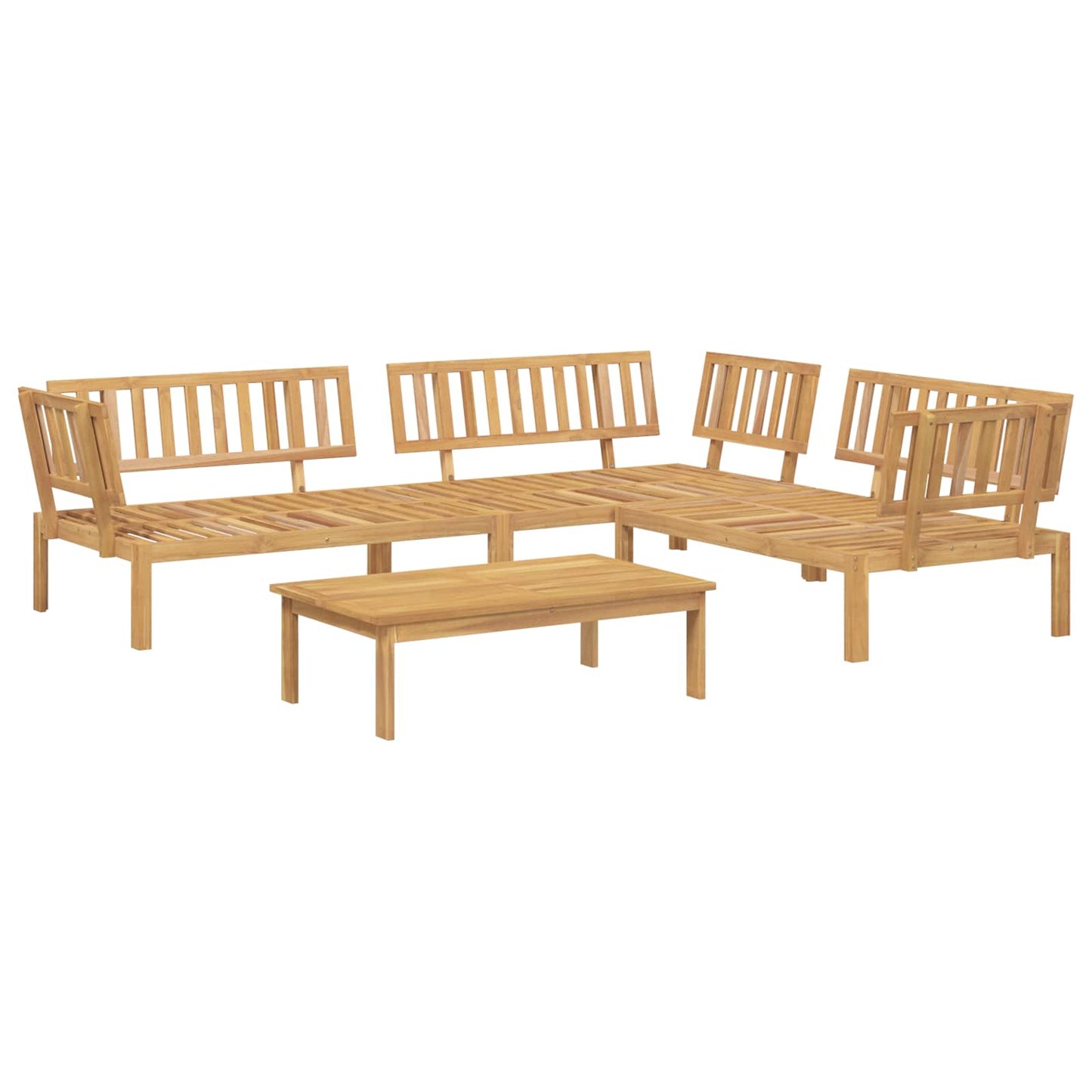 Set di divani con cuscino 4 pcs Crema Legno di Acacia Massello