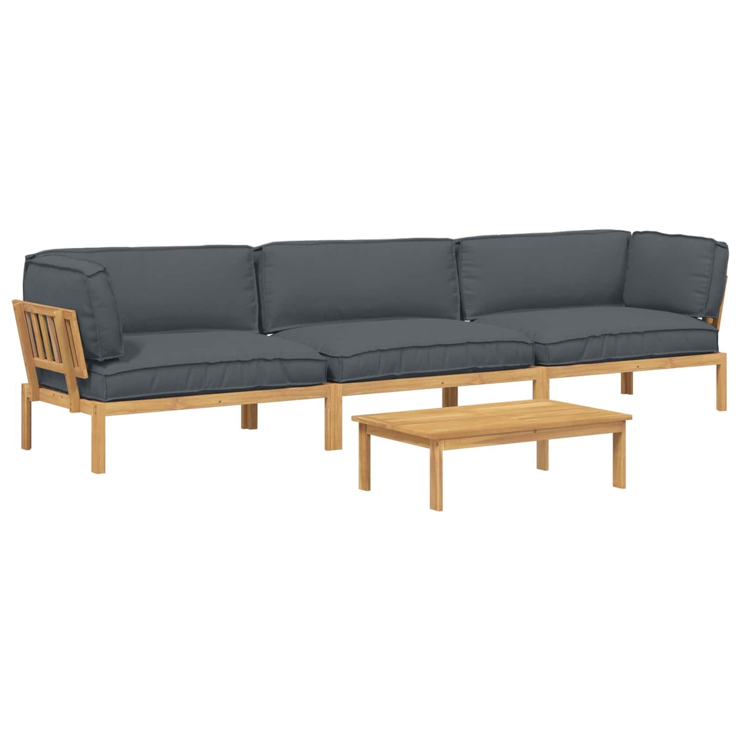 Set di divani 4 pcs Antracite Legno di Acacia Massello