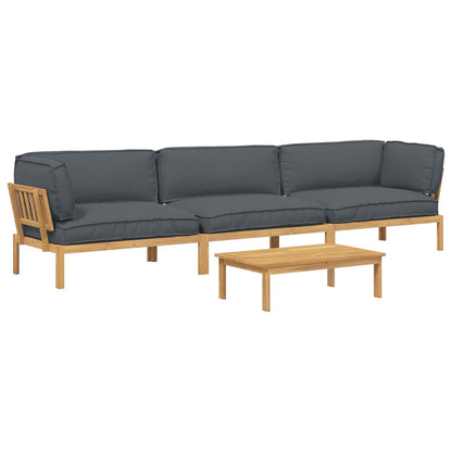Set di divani 4 pcs Antracite Legno di Acacia Massello