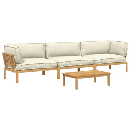 Set di divani con cuscino 4 pcs Crema Legno di Acacia Massello
