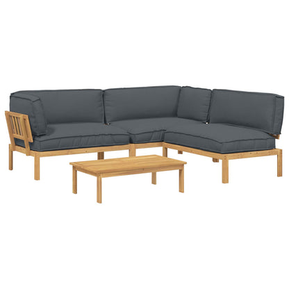 Set di divani 4 pcs Antracite Legno di Acacia Massello