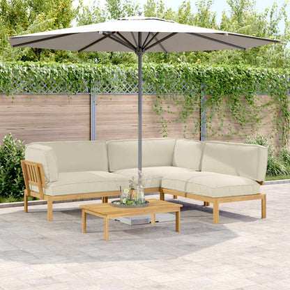 Set di divani con cuscino 4 pcs Crema Legno di Acacia Massello