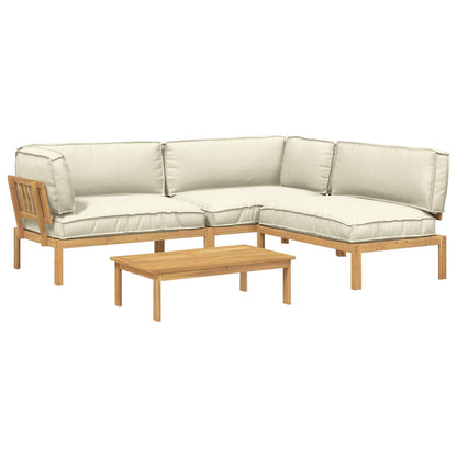 Set di divani con cuscino 4 pcs Crema Legno di Acacia Massello