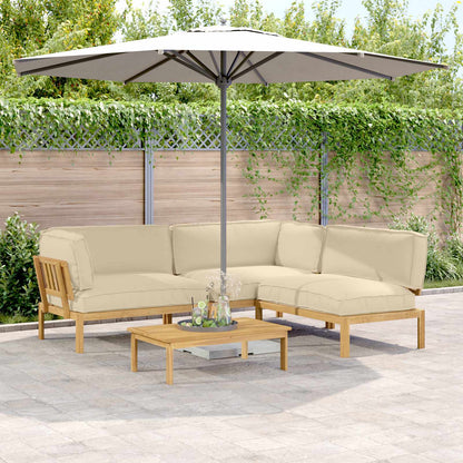 Set di divani con cuscino 4 pcs Beige Legno di Acacia Massello